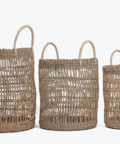 Set 3 Seagrass Laundry Basket With Handles Also Hamper Basket SG 06 05 476 01