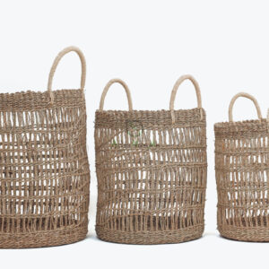 Set 3 Seagrass Laundry Basket With Handles Also Hamper Basket SG 06 05 476 01