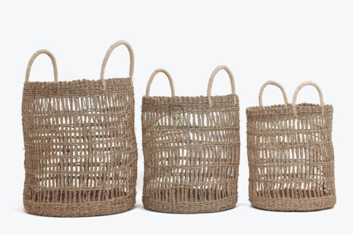 Set 3 Seagrass Laundry Basket With Handles Also Hamper Basket SG 06 05 476 01