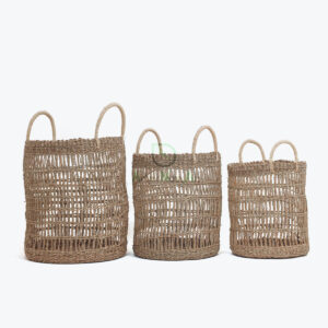 Set 3 Seagrass Laundry Basket With Handles Also Hamper Basket SG 06 05 476 01