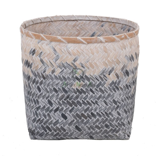 Set of 3 Blue Bamboo Laundry Baskets Basket Vietnam NB 09 05 137 01