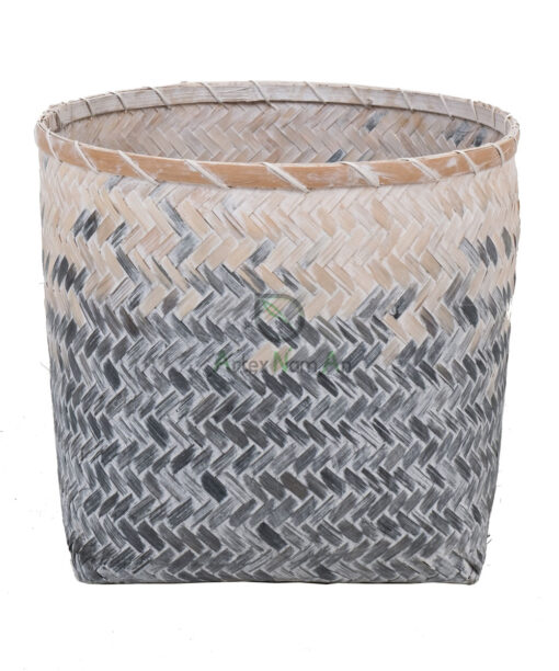 Set of 3 Blue Bamboo Laundry Baskets Basket Vietnam NB 09 05 137 01