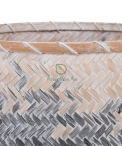 Set of 3 Blue Bamboo Laundry Baskets Basket Vietnam NB 09 05 137 01