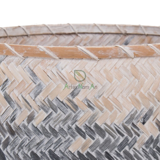 Set of 3 Blue Bamboo Laundry Baskets Basket Vietnam NB 09 05 137 01