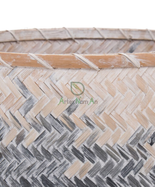 Set of 3 Blue Bamboo Laundry Baskets Basket Vietnam NB 09 05 137 01