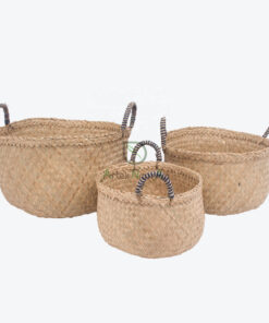 Set of 3 Seagrass Storage Laundry Baskets Hampers SG 06 05 369 01