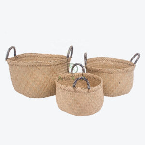 Set of 3 Seagrass Storage Laundry Baskets Hampers SG 06 05 369 01