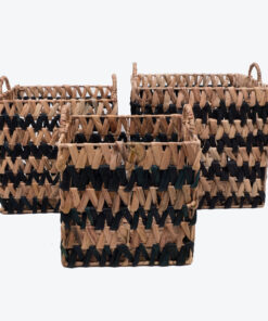 Water Hyacinth Storage Laundry Hamper Square Basket With Handle W 09 05 001 01