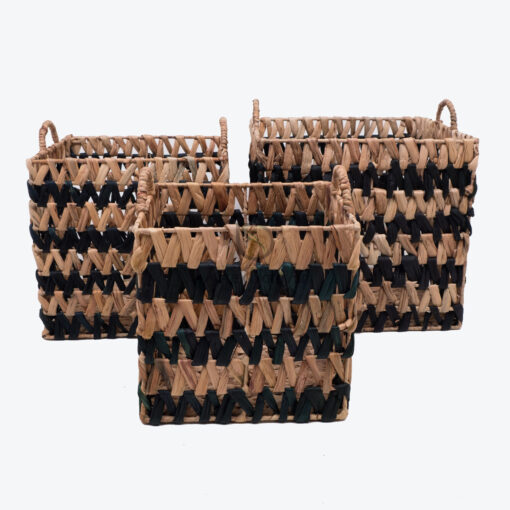 Water Hyacinth Storage Laundry Hamper Square Basket With Handle W 09 05 001 01