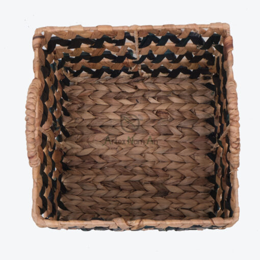 Water Hyacinth Storage Laundry Hamper Square Basket With Handle W 09 05 001 01