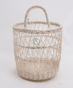 White Woven Rattan Storage Laundry Hamper Basket R 09 05 165 02