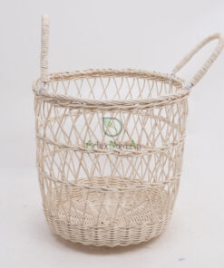 White Woven Rattan Storage Laundry Hamper Basket R 09 05 165 02