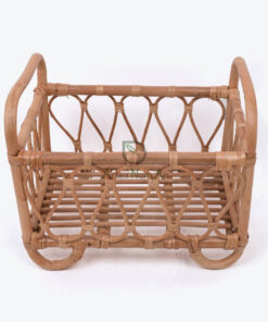 Wholesale Natural Color Rattan Doll Crib For Dollhouse Furniture RI 30 24 004 01