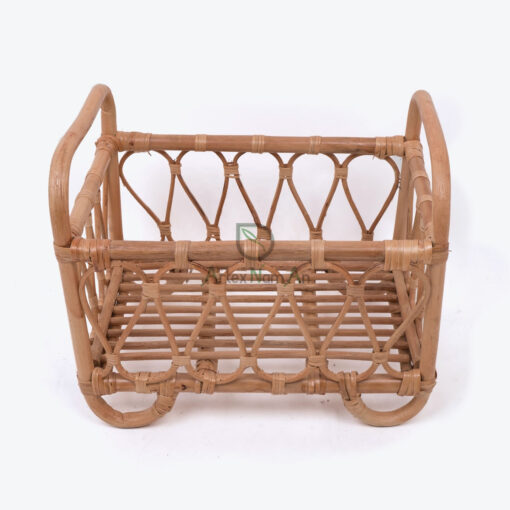 Wholesale Natural Color Rattan Doll Crib For Dollhouse Furniture RI 30 24 004 01
