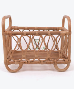 Wholesale Natural Color Rattan Doll Crib For Dollhouse Furniture RI 30 24 004 01