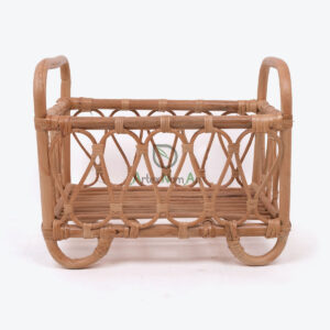 Wholesale Natural Color Rattan Doll Crib For Dollhouse Furniture RI 30 24 004 01