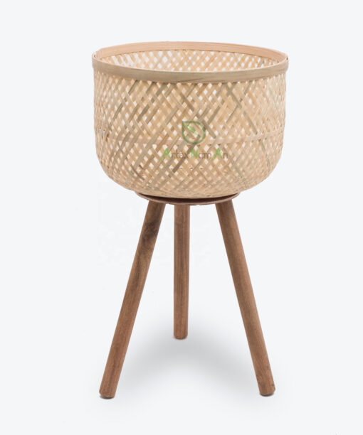 Woven Bamboo Indoor Flower Pots Planters With Stand NB 09 16 026 01