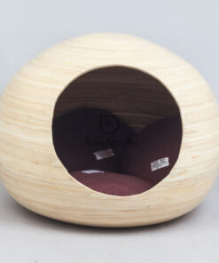Bamboo Round Cat Dog Pet House With Bed