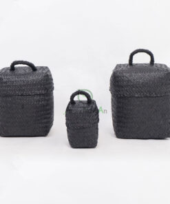 Black Seagrass Storage Gift Boxes & Bins With Lid
