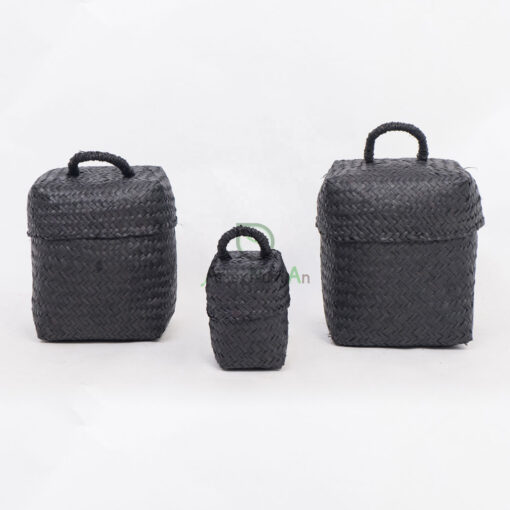 Black Seagrass Storage Gift Boxes & Bins With Lid