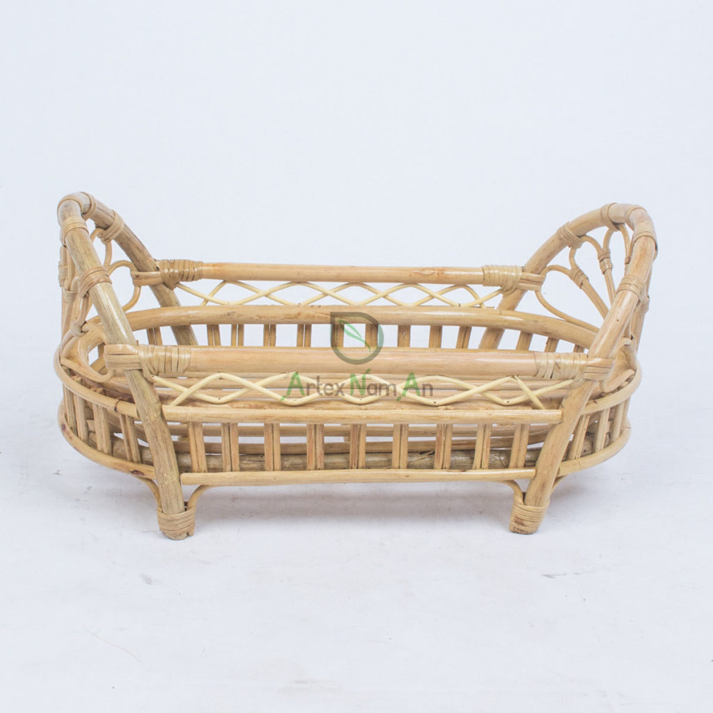 Natural Small Rattan Baby Doll Crib Bed For Doll Houses Furniture From Vietnam