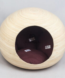 amboo Round Cat Dog Pet House With Bed