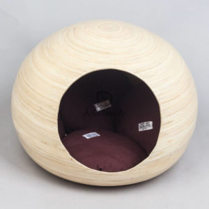 amboo Round Cat Dog Pet House With Bed
