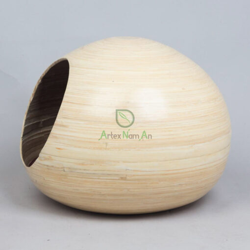 amboo Round Cat Dog Pet House With Bed