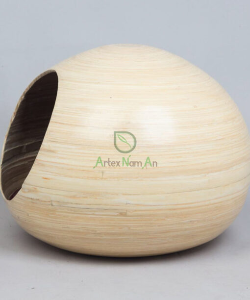 amboo Round Cat Dog Pet House With Bed