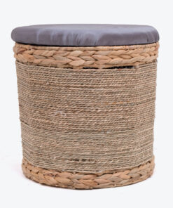Seagrass water hyacinth storage stool with mattress also stool chair