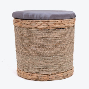 Seagrass water hyacinth storage stool with mattress also stool chair