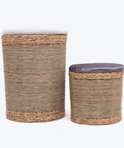 Seagrass water hyacinth storage stool with mattress also stool chair