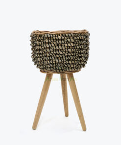 Newest Round Seagrass Pots For Plants Flower With Stand