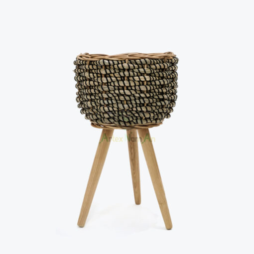 Newest Round Seagrass Pots For Plants Flower With Stand
