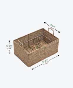 Eco-friendly sturdy rectangular seagrass storage organizer basket with handles and under bed storage