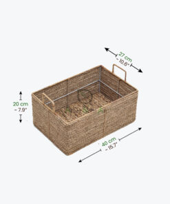 Eco-friendly sturdy rectangular seagrass storage organizer basket with handles and under bed storage