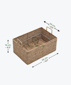 Eco-friendly sturdy rectangular seagrass storage organizer basket with handles and under bed storage