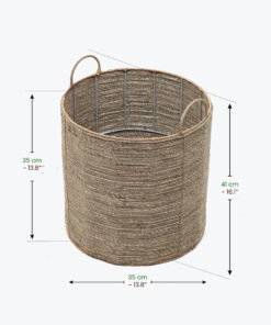 Set of 3 Round Seagrass Storage Bins With Handles