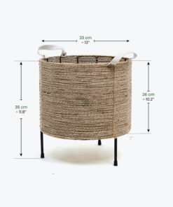 Handwoven Seagrass Round Plant Pot Stand With Leather Handles Also Indoor Planters With Iron Stand