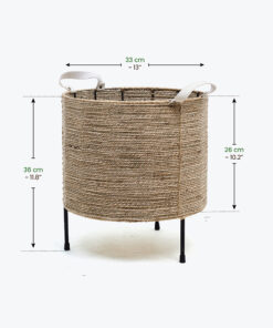 Handwoven Seagrass Round Plant Pot Stand With Leather Handles Also Indoor Planters With Iron Stand