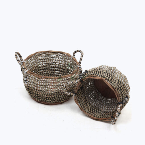 Set of two wholesale seagrass baskets with handles SG 09 05 470 01M