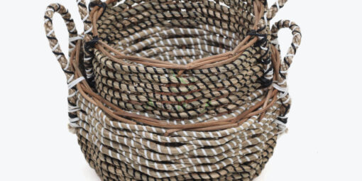 Set of two wholesale seagrass baskets with handles SG 09 05 470 01M