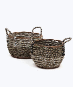 Set of two wholesale seagrass baskets with handles SG 09 05 470 01M