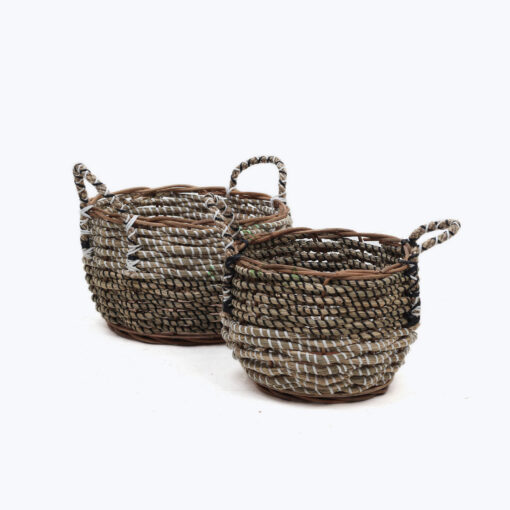Set of two wholesale seagrass baskets with handles SG 09 05 470 01M