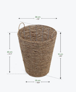 Round Water Hyacinth Laundry Basket With Handles