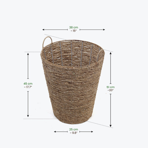 Round Water Hyacinth Laundry Basket With Handles