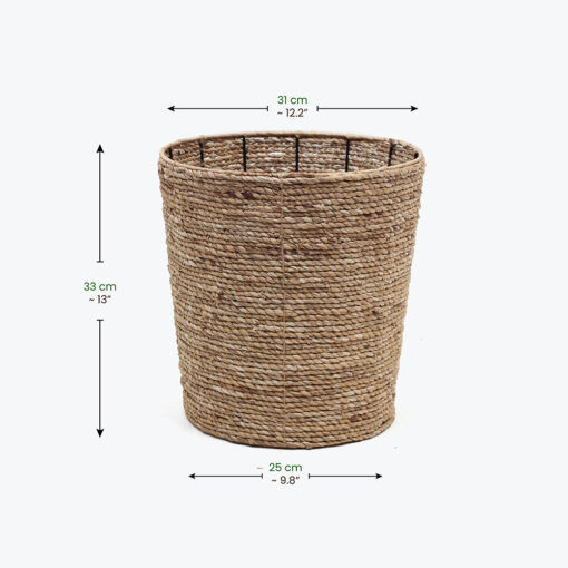 Round Water Hyacinth Storage Basket Bin