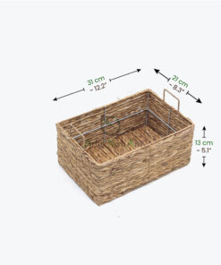 Set of 3 Unique Sturdy Rectangular Water Hyacinth Storage Bins With Handles