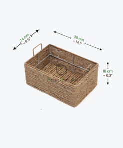 Set of 3 Water Hyacinth Storage Bins With Handles