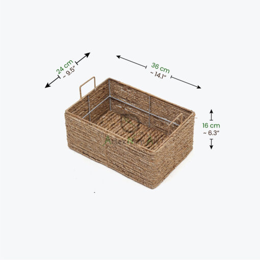 Set of 3 Water Hyacinth Storage Bins With Handles